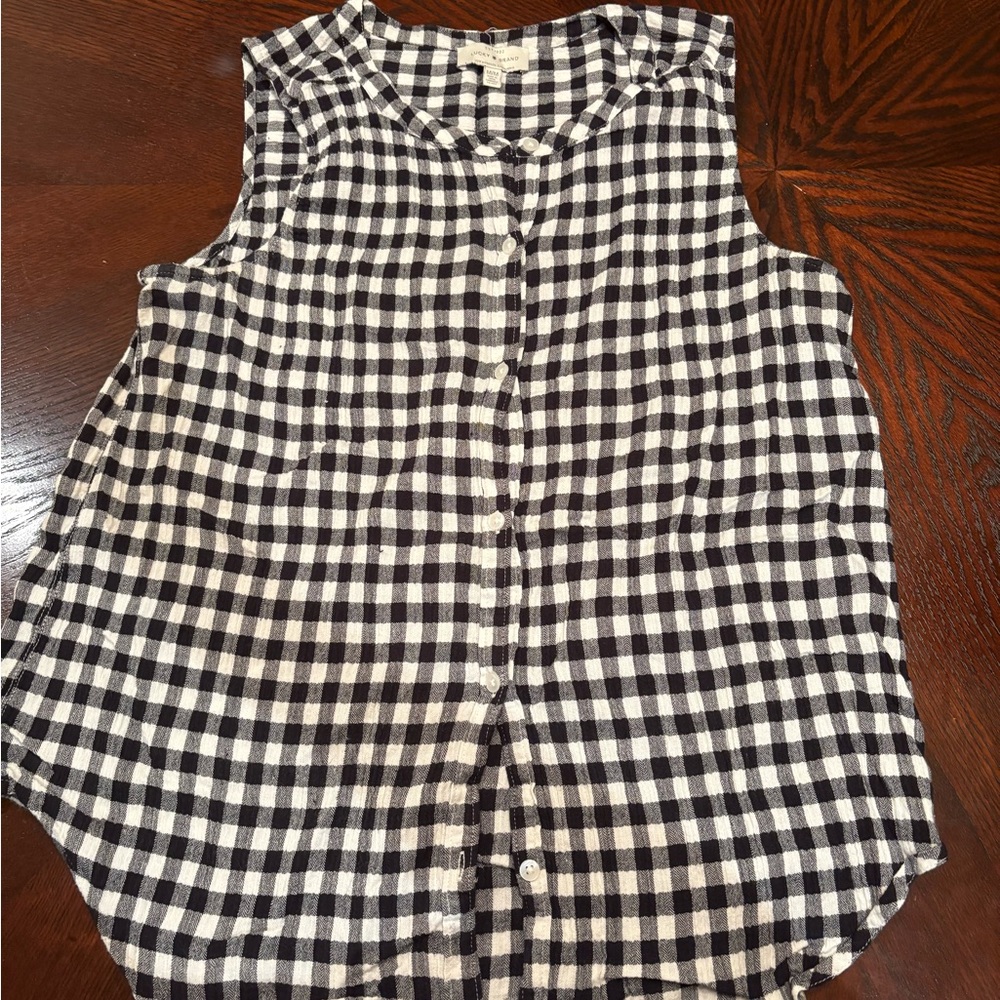 Lucky Brand Black and White Checkered Sleeveless Top